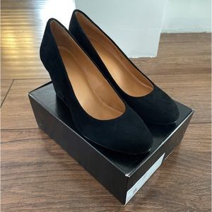 NIB J.CREW Sylvia Black Suede Wedge Heel 8